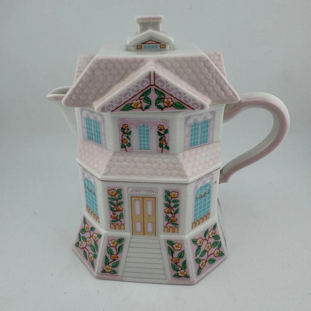 Lenox Village Creamery Pitcher Pink White Good 1991 Porcelain House Vintage